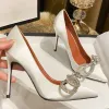 Pombas 2022 Nuevas mujeres Sexy Party Club Night Club Bow High Heel Lady Lindo Silver Pumps Sweet Shoes Mujer