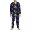 Heren nachtkleding sneller paard pyjama man abstracte kunst comfortabele nacht herfst 2 stuks retro oversize aangepaste set