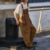 Men's Jeans 2024 Japanese Style Retro Distressed Ahmei Khaki Color-Blocked Unisex Overalls American Street Loose One-Piece Straight