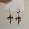 Dangle Earrings Red Cross Gothic Punk Women Hip Hop Fashion Ear Hook Pendant Eardrop Wedding Halloween Party Gifts Accessories