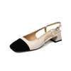 Nuovi sandali da donna Sandali estivi Donna Versatile francese Tacco medio Indietro Scarpe vuote Spesse singole 240228