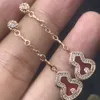 Gioielli di lusso Orecchini Qeelins Orecchini lunghi di zucca rossa Orecchini lunghi in argento sterling 925 placcato oro 18k intarsiato in agata rossa