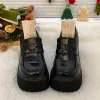 Botas novas saltos super altos mocassins femininos outumn patente couro plataform bombas de plataforma mulher deslize em calçados uniformes de uniforme preto Mary Janes