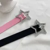 Belts Sparkling Zircon Star Buckle Belt Women Y2K Pink PU Leather Waistbands Retro Elastic Binding Full Drill Bride Accessories