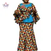 Этническая одежда, африканская одежда для женщин, комплект из 2 предметов, плиссированные топы с принтом и длинные юбки, традиционная вечеринка WY10413