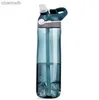 Bottiglie d'acqua Bottiglia d'acqua in materiale Tritan da 750 ml / 1000 ml con cannuccia Eco-friendly Durevole Palestra Fitness Sport all'aria aperta Shaker Bottiglia per bevande yq240320