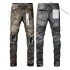 Street Fashion Designer jeans viola da uomo Bottoni Fly Black Stretch Elastico Skinny Strappato Jeans outdoor Fly Hip Hop Pantaloni di marca jeans per donna Pantaloni neri bianchi