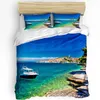 寝具セットセーリングヨットのシーガルイルカの海の雲布団カバーベッドセットホームキルト枕カバー