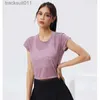 Active Set Transparent Cut Breattable T-shirt Summer Ny kortärmad lösning Gym Träning Crop Top Womens Yoga Fitness Sports Shirtc24320