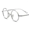 Lunettes de soleil Titanium Petit rond Myopie Lunettes Hommes Femmes Vintage Lunettes Cadre Mâle Optique Prescription Lunettes Noir Bleu Argent