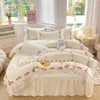 Set di biancheria da letto Principessa coreana Volant in pizzo Set Morbido sulla pelle 200X230 cm Copripiumino 1.5M/1.8M/2M Gonna Copriletto Federa