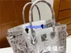 Borse tote Borsa in coccodrillo dell'Himalaya Vera pelle di coccodrillo francese dell'Himalaya Pura fatta a mano personalizzata Bk30cm Borsa con fibbia in argento Borsa in platino con logo HBUPJ0