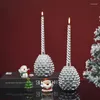 Candle Holders Resin Pine Cone Holder Gold Silver Color Simulation Pinecone Rod Wax Candlestick Desktop Ornaments Gifts Home Decoration