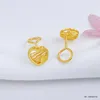 Boucles d'oreilles à tige en or jaune pur 999 véritable 24 carats, filigrane 5G, cœur aimant, crochet / 2.1-2.2g