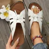 Slippers Large Size 43 Women New Flat Casual Open Toe Beach Sandals 2024 Womens Low Heel Shoes Wedges Woman Summer Footwear Red H240325