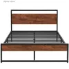 Other Bedding Supplies Country metal frame base platform bed with Flat noodles support country brown large Y240320