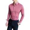 Camisas de hombre trabalho wear sólido manga longa camisas sociais para roupas masculinas fino ajuste formal dos homens vestido camisas tamanho grande 5xl 240312