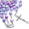 Hänge halsband qigo glas sten radband halsband långa kors religiösa smycken för män kvinnor