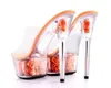 Robe chaussures chaussure femme plate-forme sandales été multicolore rose fleur diapositives imperméable 15cm discothèque sexy à talons hauts plus-taille 34-43 h2403254