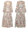 vestido top kwaliteit lange damesjurk 2022 lente zomer bruiloft dames charmante maxi-jurk met bloemenprint op de mouwen