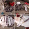 Chains Natural White Quartz Double Point Pendant 8Mm Amethysts Crystal Beads Knot Handmade Necklace Women Chakra Healing Jewelry Dro Dhc2D