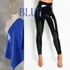 Women's Pants Women Stretch High Waist PU Leather Casual Slim Pencil Bodycon Ladies Shiny Latex Pvc Trousers Custom