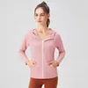 Lu-624 Womens Yoga Jacket Hooded Slimming Fitness Coat Zippered Quick Drying Running Sports Top Workout Wear Gym Clothes