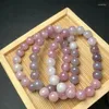 Figurines décoratives 9.5mm à 9.8mm, Bracelet de perles en cristal de Quartz Rose violet naturel de Madagascar, dégradé de guérison, pour cadeau de bijoux