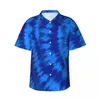 Men's Casual Shirts Midnight Blue Tie Dye Shirt Retro Hippie Print Elegant Summer Male Short-Sleeve Vacation Fashion Oversized Blouses