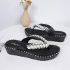 Bottes coins bling perle les tongs de perles de flipples femmes nouvelles sandales de plate-forme de perle fashion plage diapositives de chaussures de femmes rivets étalons