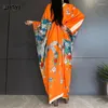 Sexy Bech High-quality Hand-rolled Feel Silk Rayon Fashion Print 2024 WINYI Maxi Women's Robes Long Beach V-neck Bohemian Dress