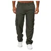 Herrbyxor som drabbas av casual mode Skinny Sports Cargo Trousers Daily Solid All-Match Liten ben med fickor