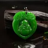 Pingentes natural verde mão esculpida em forma de coração sorriso buda jade pingente moda boutique jóias masculino e feminino colar