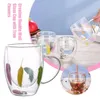 ワイングラスクリエイティブダブルウォールガラスカップ本物の花巻きフィラーカップハンドル耐火性ティーコーヒーミルクマグギフト