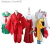 Cosplay Anime Costumes Inuyasha RPAY HIGURSHI KAGOME KIKYO SESSHOUMARU W RED JAPOPLESE KIMONO na Halloween Party Wigsc24320