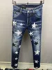 Men's Jeans Letter Printing Scratched Spliced Ripped Fashion Pencil Pants 9851#