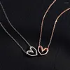 Pendanthalsband 2024 Stil Geometri Rose Gold Plated Heart Necklace Charm Sexig kvinnlig klavikulär kedja för festsmycken gåva