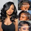 ボディウェーブショートボブ4x4レースフロントウィッグgluelless preucked bob wig human hair 13x4 hd lace front wigs人間の髪の自然色