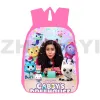 Sacs Hot 3D Anime Gabbys Dollhouse Backpack Femmes Adolescents Sac à école 12/16 pouces Bookbag Children Pink Cartoon Daily Pack Student