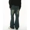 Men's Jeans 2024 Spring Fashion Vintage Solid Color Devise Micro Horn Straight Korean Loose Cotton High Street Zipper