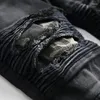 Herrenjeans Plus Größe 40 42 Männer Schwarz Lässige Punkkleidung Zerrissene Distressed Destroyed Straight Fit Washed Denim