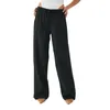 Calças femininas mulheres linho palazzo verão boho perna larga cordão cintura alta casual longo lounge pant calças com bolsos