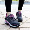 Sapatos casuais mulheres almofada de ar esportes caminhada sapatos esportivos respirável ginásio jogging tênis moda esportes rendas até plataforma tenes femino q240320