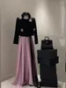 Arbeitskleider Frühling/Sommer Damenmode Rock Set 2024 Kurze Jacke Einfarbig Langes Kleid Lässig Zweiteilig