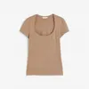 Womens Plain Basic Short Sleeve t Shirt Stretch Knit Sexy Low Cut Casual Scoop Neck for Lady Girls