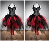 2022 Halter Slim Ball Gown Tulle Gotico Rosso e Nero Corsetto Abiti da ballo Taglia personalizzata Pelliccia e Tulle Burlesque Hi Lo Special Party 7228187