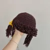 Instagram coreano outono/inverno franja peruca super fofa trançada menina bebê malha quente rede chapéu vermelho