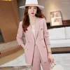 Women's Two Piece Pants Pink Suit Jacket For Women Spring And Autumn High Sense 2024 Broadcast Art Exam Formal Wear Business Small