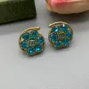 Designer smycken örhänge Flower Stud Designer Diamond Crystal Flower Earrings Letter Stamps Hoop Crystal Petal Earring Gift
