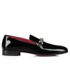 Kleid Schuhe Patent Leder Schwarz Männer Metall Dekorative Schuh Verschluss Loafers Formale Flache Kleine Quadratische Zehe Sommer Hochzeit Büro